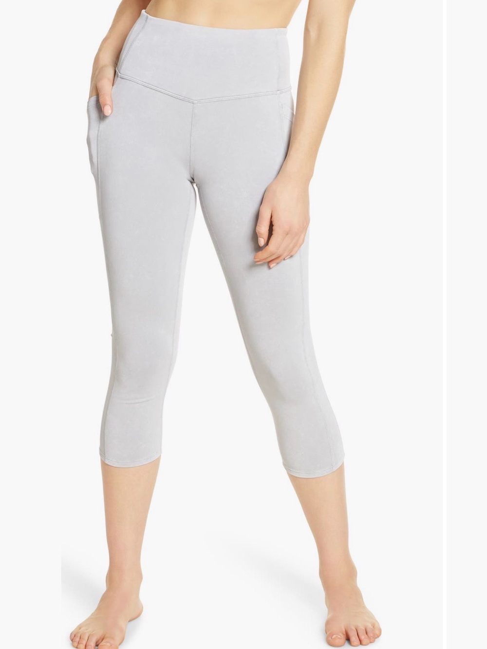 Zella Live In High Waist Stone Wash Pocket Crop Leggings 25”